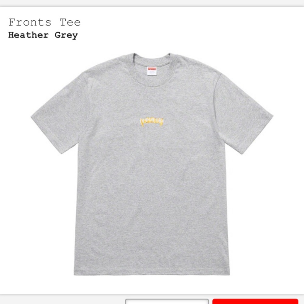 Supreme Fronts Tee Heather Grey SS19 New Sealed